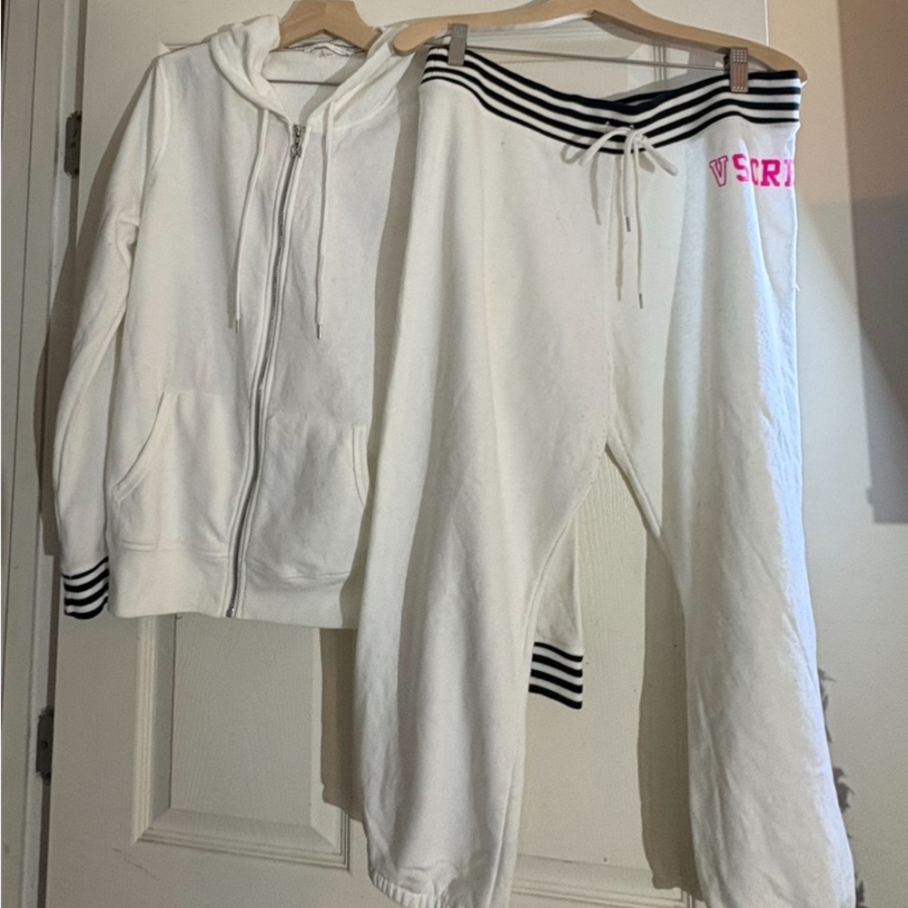 White Hoodie and Sweatpants Set
